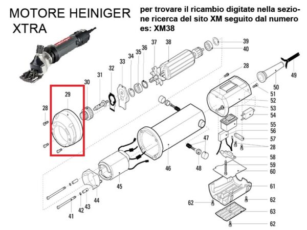 RICAMBIO HEINIG XTRA CARCASSA ANTERIORE NER FIG. XM29