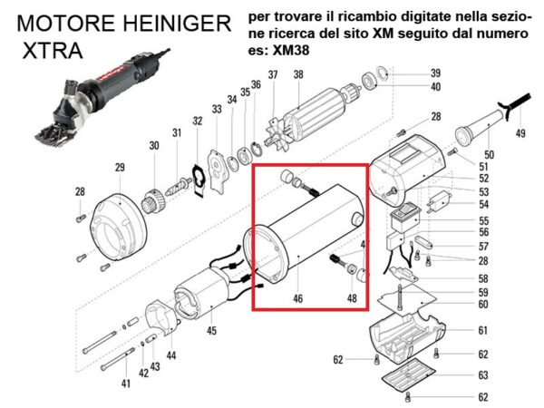 RICAMBIO HEINIG XTRA CARCASSA MOTORE FIG. XM46