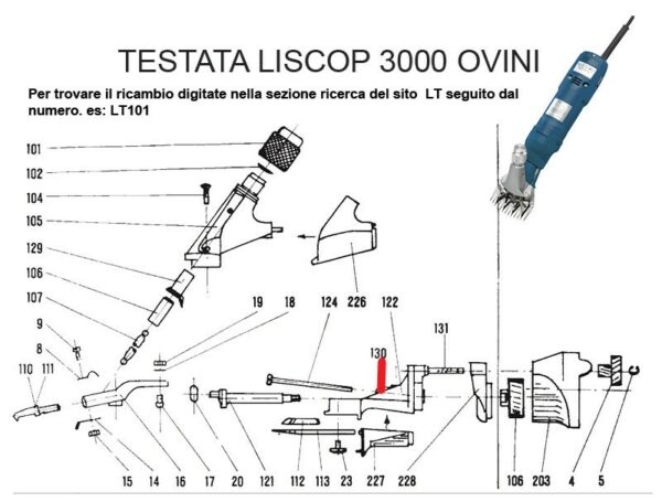 RICAMBIO LISCOP SP 3000 BUSSOLA PERNO OSCILLANTE FIG. LT130 Cod: ABBLI130