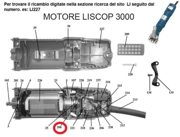 RICAMBIO LISCOP SP 3000 ANELLO DI SICUREZZA FIG. LI208 Cod: ABBLI208