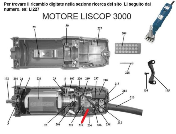 RICAMBIO LISCOP SP 3000 INTERRUTTORE SENZA SCHEDA FIG. LI218 Cod: ABBLI218