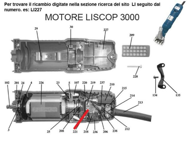 RICAMBIO LISCOP SP 3000 SCHEDA ELETTRONICA COMPL FIG. LI221 Cod: ABBLI221