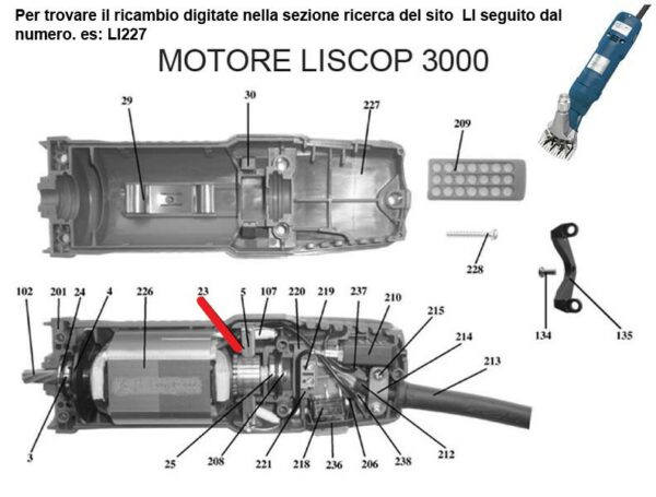 RICAMBIO LISCOP SP 3000 SEDE METALL CARB LA COPP FIG.LI 23 Cod: ABBLI23M