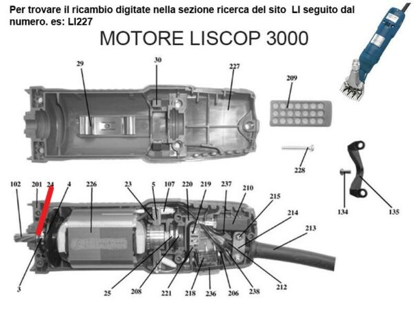 RICAMBIO LISCOP SP 3000 GUARNIZIONE CUSCINETTO FIG. LI24. Cod: ABBLI24