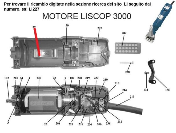 RICAMBIO LISCOP SP 3000 LAMELLA PRESSIONE STATORE FIG. LI29 Cod: ABBLI29