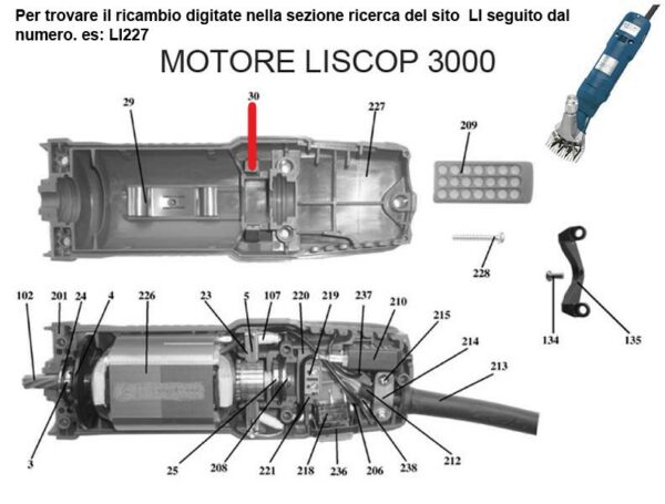 RICAMBIO LISCOP SP 3000 MOLLA DI SUPP CARBONCINO FIG. LI30 Cod: ABBLI30