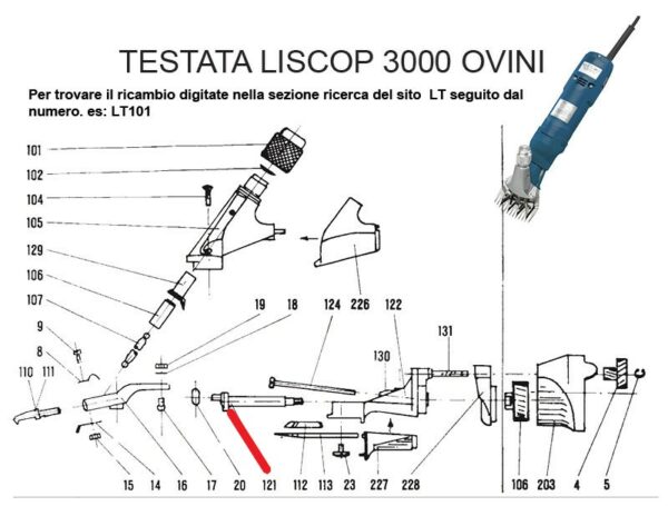 RICAMBIO LISCOP SP 3000 ALBERINO ECCENTRICO FIG. LT121 Cod: ABBLI121