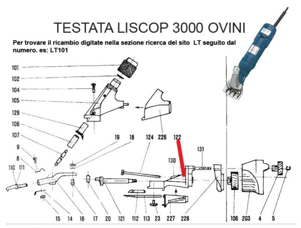 RICAMBIO LISCOP SP 3000 BLOCCO TESTATA INFERIORE FIG. LT122 Cod: ABBLI122