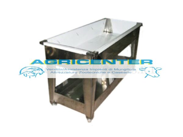 TAVOLO SPERSORE DOPPIO 140X80Xh.90 VASCA CHIUSA RUOTE INOX