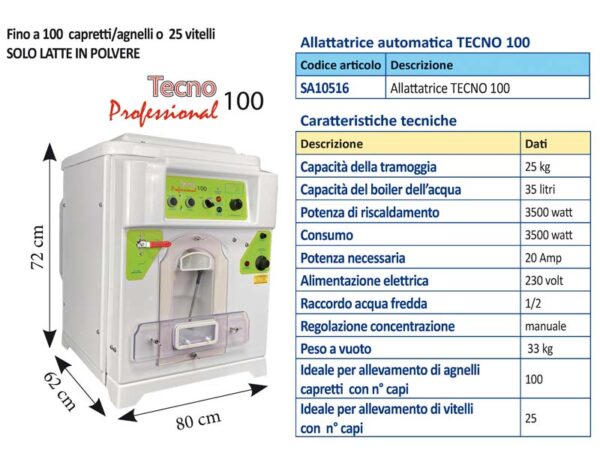 ALLATTATRICE TECNO 100 - 100 OVINI/CAPR - 25 VITELLI
