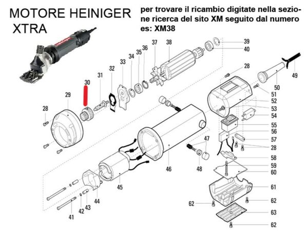 RICAMBIO HEINIG XTRA INGRANAGGIO DOPPIO Z21-1 FIG. XM30 Cod: ABBHE701-613