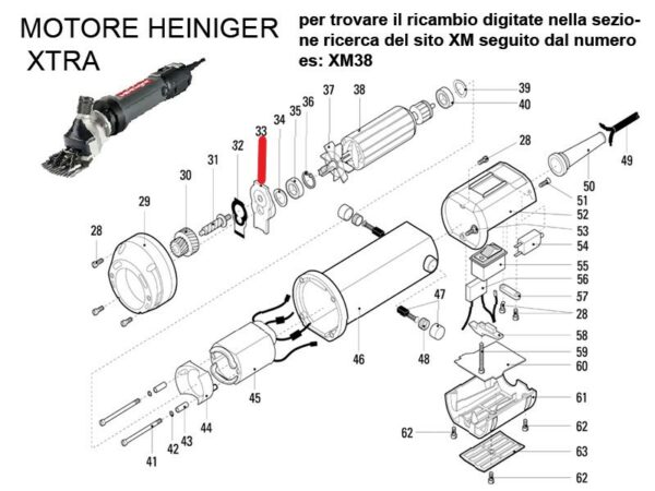 RICAMBIO HEINIG XTRA FLANGIA ALU PO RTA-CUSC FIG. XM33 Cod: ABBHE701-610