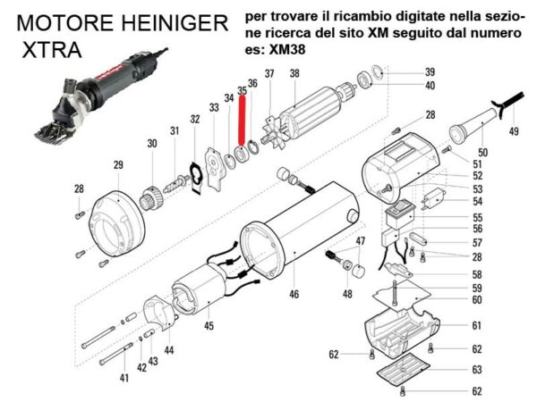 RICAMBIO HEINIG XTRA CUSCINETTO 608 ZZ FIG. XM35 Cod: ABBHE701-636