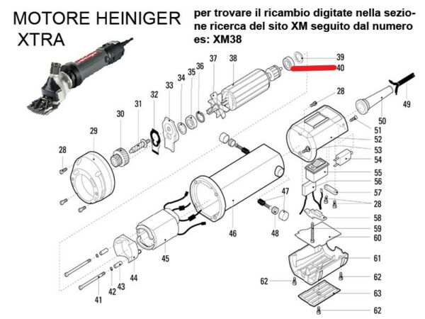 RICAMBIO HEINIG XTRA CUSCINETTO SFERA 626 ZZ FIG. XM40 Cod: ABBHE701-635