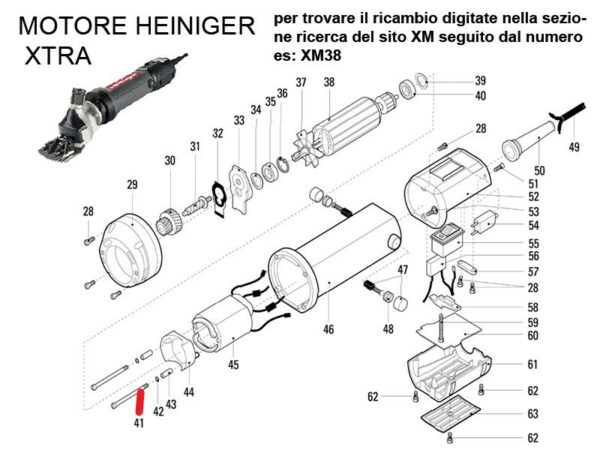 RICAMBIO HEINIG XTRA VITE FISSA STATORE FIG. XM41 Cod: ABBHE701-620