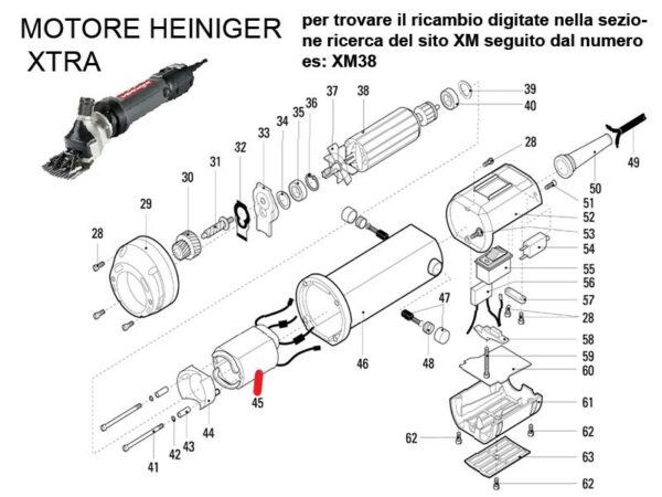 RICAMBIO HEINIG XTRA STATORE MOD 84 FIG. XM45 Cod: ABBHE701-622