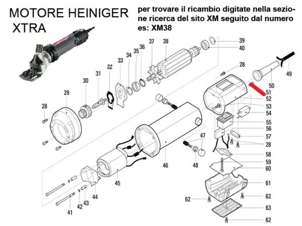 RICAMBIO HEINIG XTRA VITE FIG. XM51 Cod: ABBHE701-643