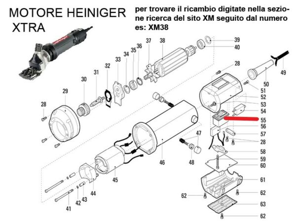 RICAMBIO HEINIG XTRA INTERRUTTORE FIG. XM55 Cod: ABBHE701-631