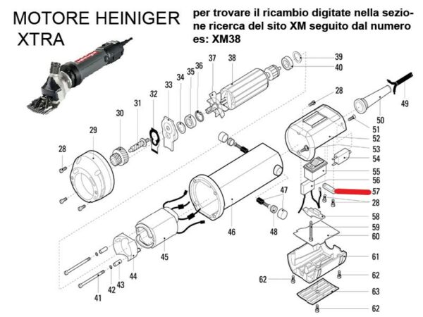 RICAMBIO HEINIG XTRA FERMA CAVO FIG. XM57 Cod: HE701-618