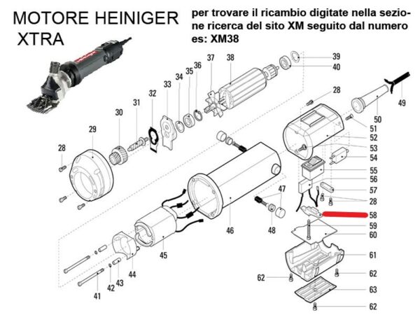 RICAMBIO HEINIG XTRA FERMO INTERRUTTORE FIG. XM58 Cod: HE701-619