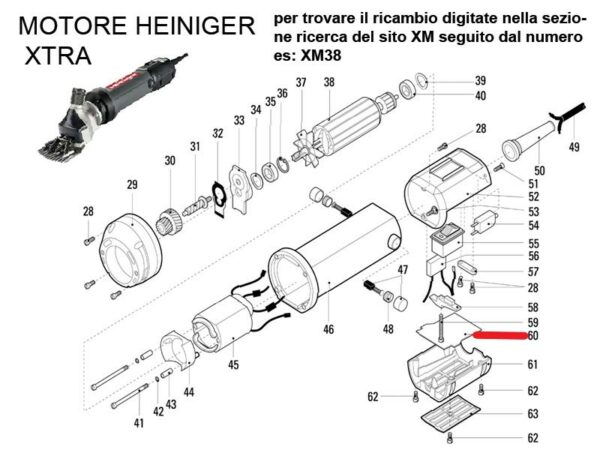 RICAMBIO HEINIG XTRA COPERCHIO SEPARATORE FIG. XM60 Cod: ABBHE701-627