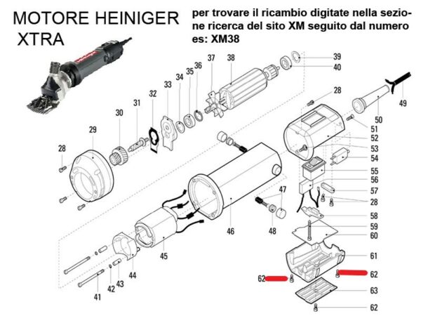 RICAMBIO HEINIG XTRA VITE M 3X6 FIG. XM62 Cod: ABBHE701-641