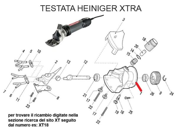 RICAMBIO HEINIG XTRA SCOCCA ALLUMINIO TESTATA FIG. XT1 Cod: ABBHE717-708