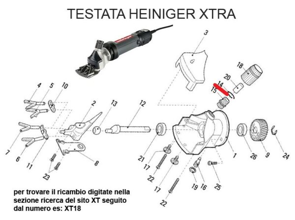 HEINIGER XTRA TESTATA OVINI. RICAMBIO HEINIG XTRA CLIPS DI BLOCCO FIG. XT14 Cod: ABBHE721-111B