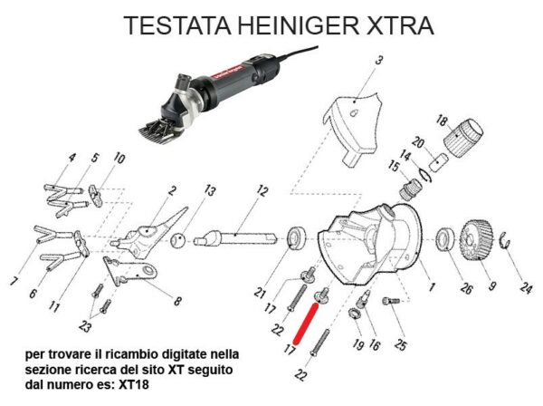 RICAMBIO HEINIG XTRA VITE FERMA PETTINI FIG. XT17 Cod: ABBHE717-720