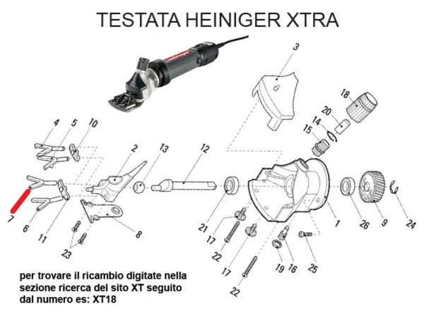 HEINIGER XTRA TESTATA OVINI. RICAMBIO HEINIG XTRA FORCELLA DESTRA LARGA 3 FIG. XT7 Cod: ABBHE717-707